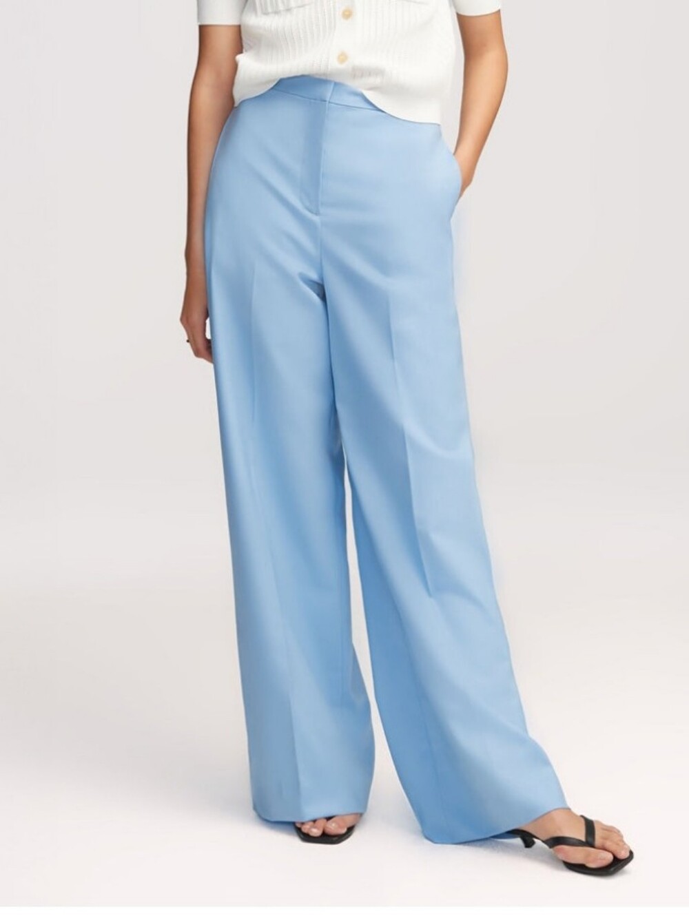 ARGENT JONES TROUSER SKY BLUE. SZ14.WIDE LEGS. SEASONLESS WOOL ITALY.  High Wast